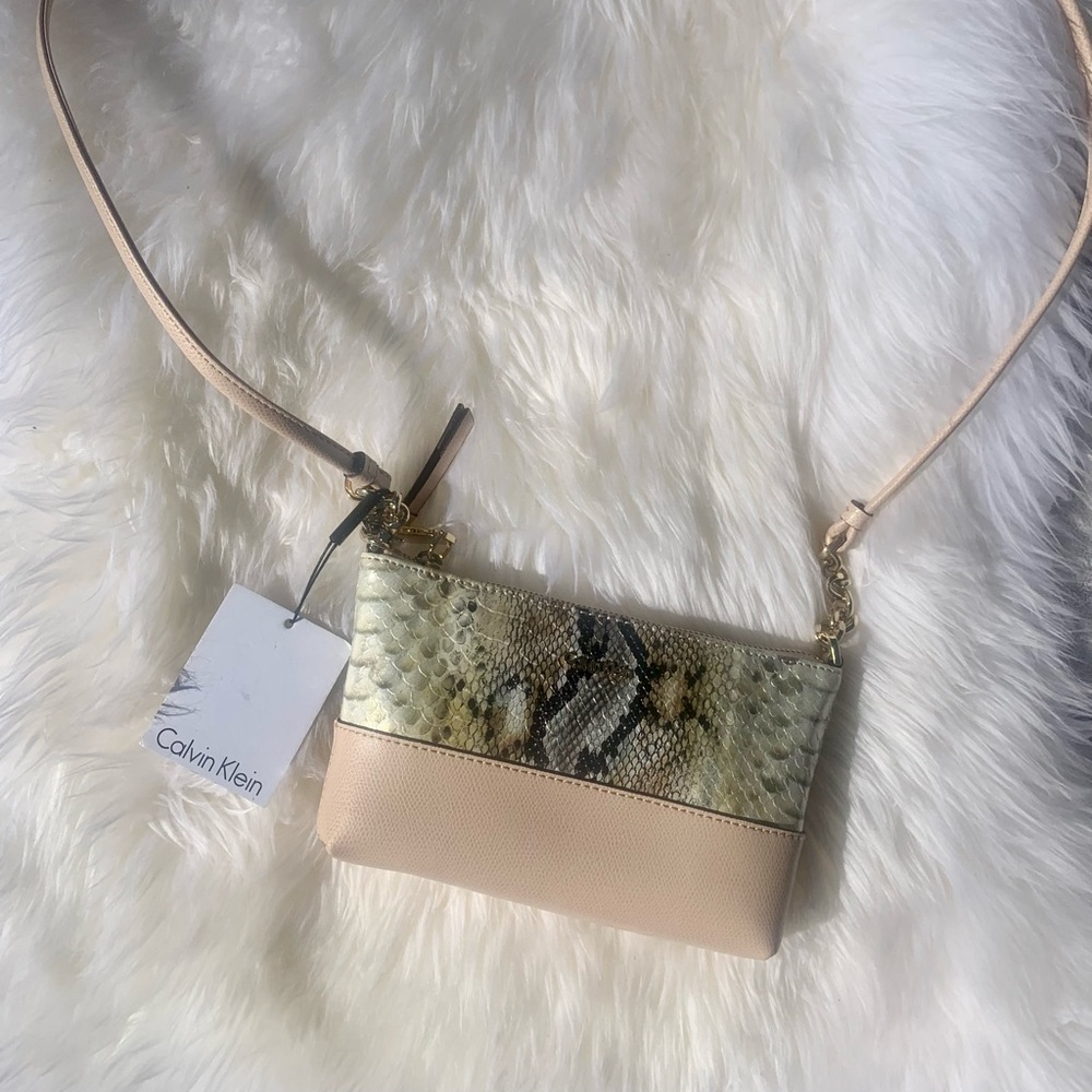 Calvin Klein snake skin/nude shoulder bag New w/tags unused. Excellent condition